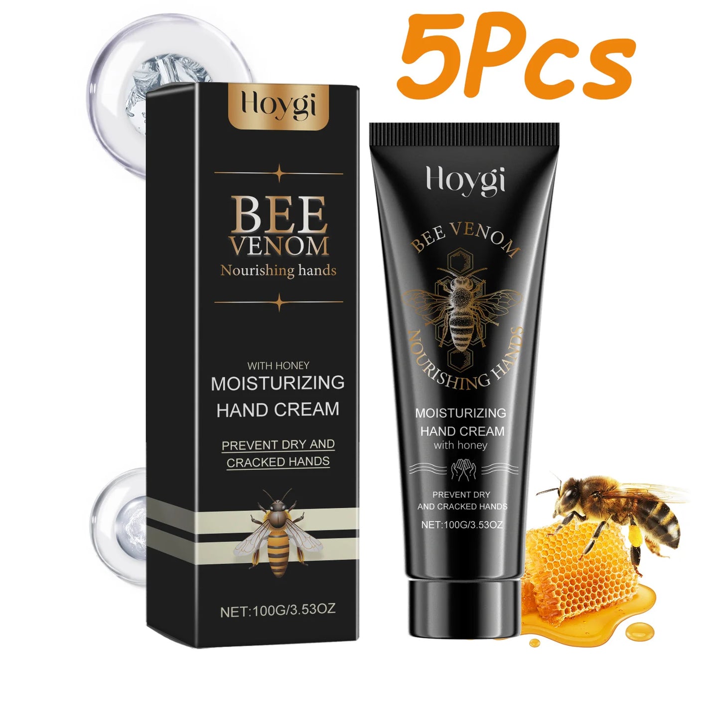 Bee Venom Hand Cream Moisturizing Anti Crack Fast Absorption Non Greasy Nourishing for Dry Cracked Skin Improve Skin Texture Peaceful Pleasures Health and Wellness 5Pcs