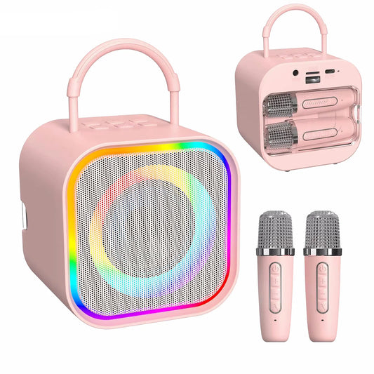 AyeBeau Dual Wireless Karaoke Machine & Bluetooth Speaker Karaoke Speaker Set Oasis Select pink