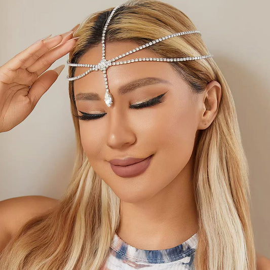 Multi Layer Rhinestone Forehead Chain Hairpiece Bridal Headwear For Wedding Party Peaceful Pleasures Health and Wellness