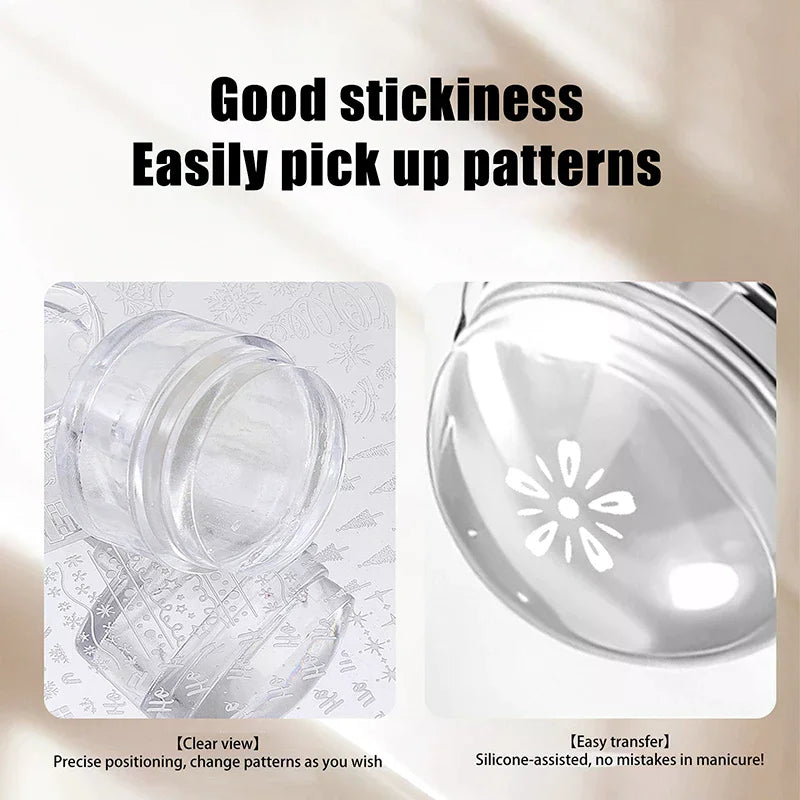 Transparent Nail Stamper With Scraper Heart Flowers Shaped Jelly Silicone Head Stamp For French Nails Printing Peaceful Pleasures Health and Wellness