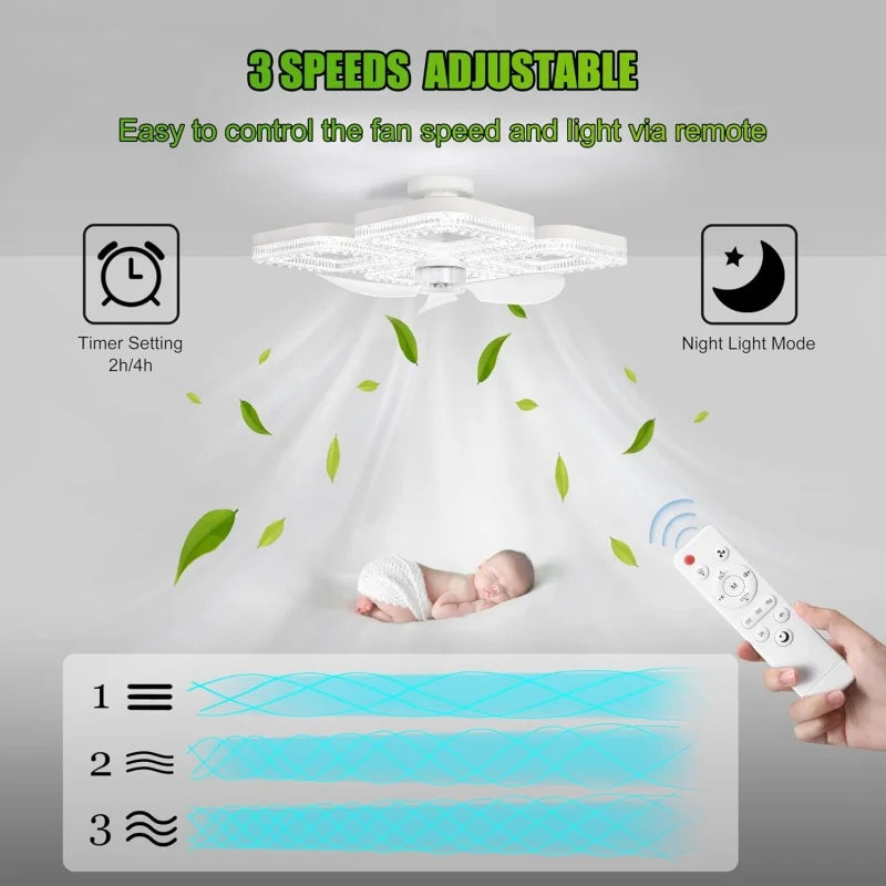 48W LED Ceiling Fan Light | Remote, Dimmable, 3 Speeds, Timer
