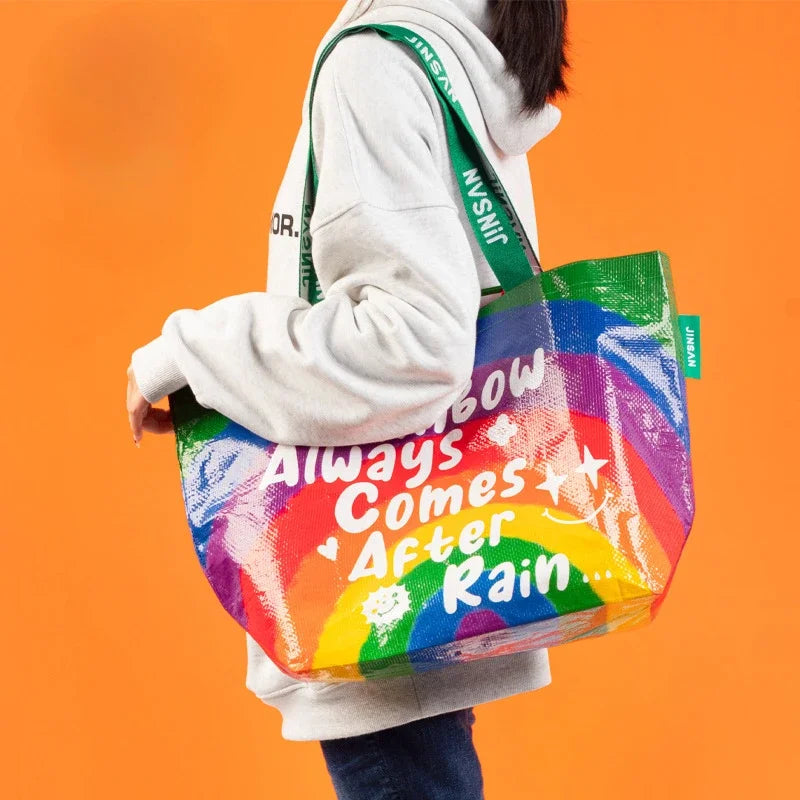 Large Waterproof Woven Shopping Bag | Foldable Colour Tote