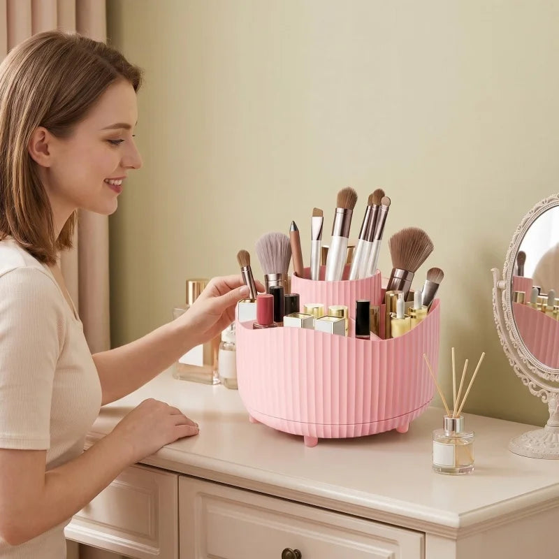 360° Rotating Makeup Organizer | Brush & Lipstick Holder