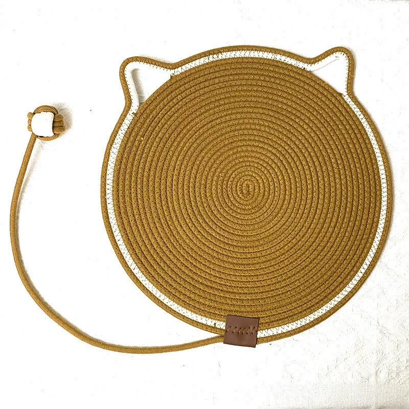 Cotton Rope Woven Cat Scratching Mat and Toy Ball Combo Cat Sleeping Pad Scratch-Resistant Wear-Resistant Washable Pet Mat Peaceful Pleasures Health and Wellness 02 42cm
