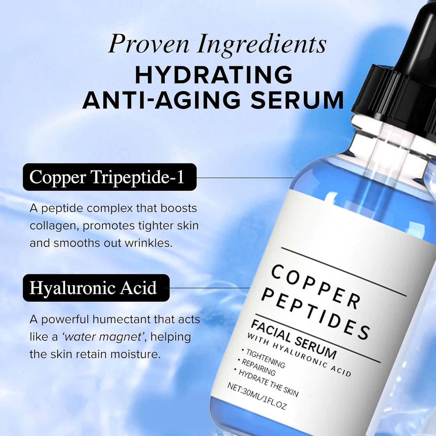 GHK-Cu Copper Peptide Serum – Hydrating, Brightening & Firming