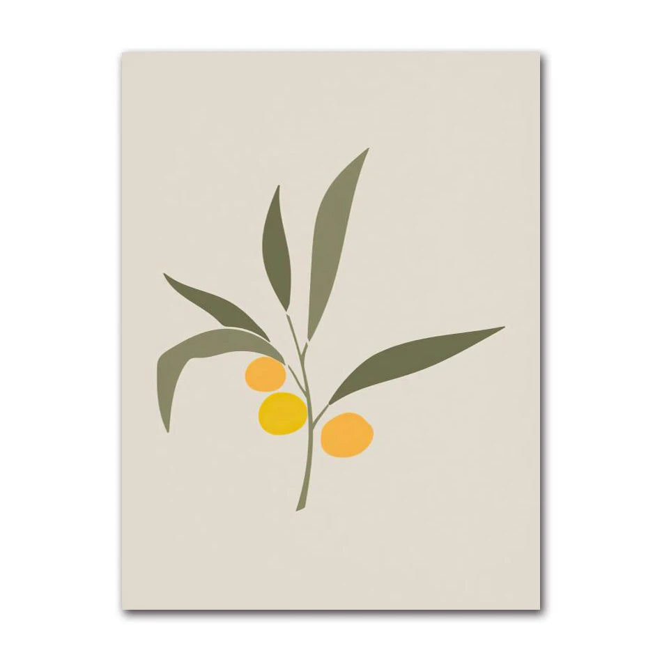 Vintage Nordic Canvas Wall Art | Abstract Girl Plant Leaf Print
