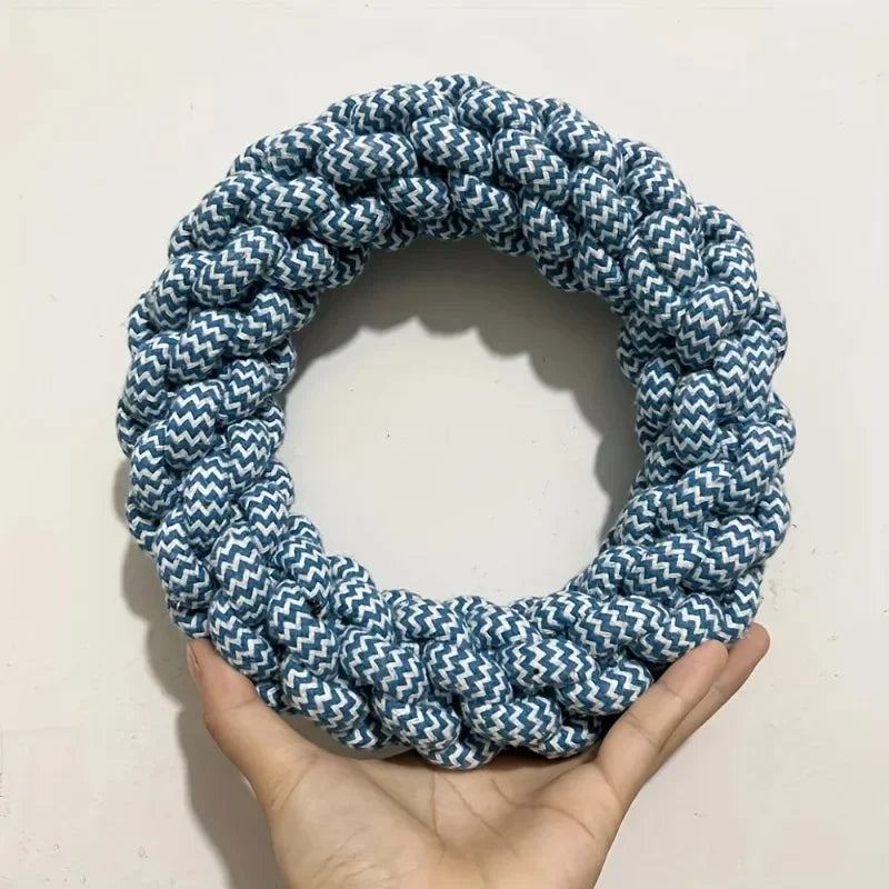 Rope Dog Chew Toy – Twisted Ring, Teeth Cleaning, Medium-Large Dogs