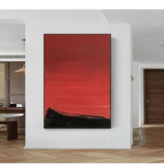 Red & Black Abstract Hand-Painted Canvas Wall Art | Nordic Décor Hand-Painted Canvas Art Peaceful Pleasures Health and Wellness