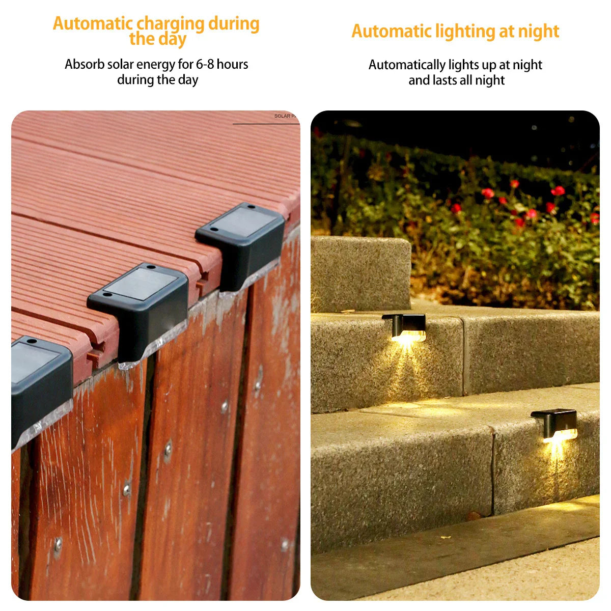Solar LED Fence & Step Lights | IP65 Waterproof Garden Lamp
