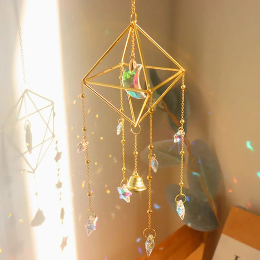1 Piece, Colorful Metal Rainbow Star Moon Wind Chimes, Sun Catcher Outdoor Window Home Decoration Garden Car Pendant Peaceful Pleasures Health and Wellness