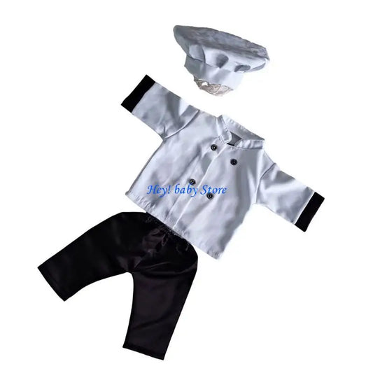 3-Piece Newborn Baby Chef Cook Costume Photo Outfit 0-2M Baby Photo Costume Peaceful Pleasures Health and Wellness China Mainland