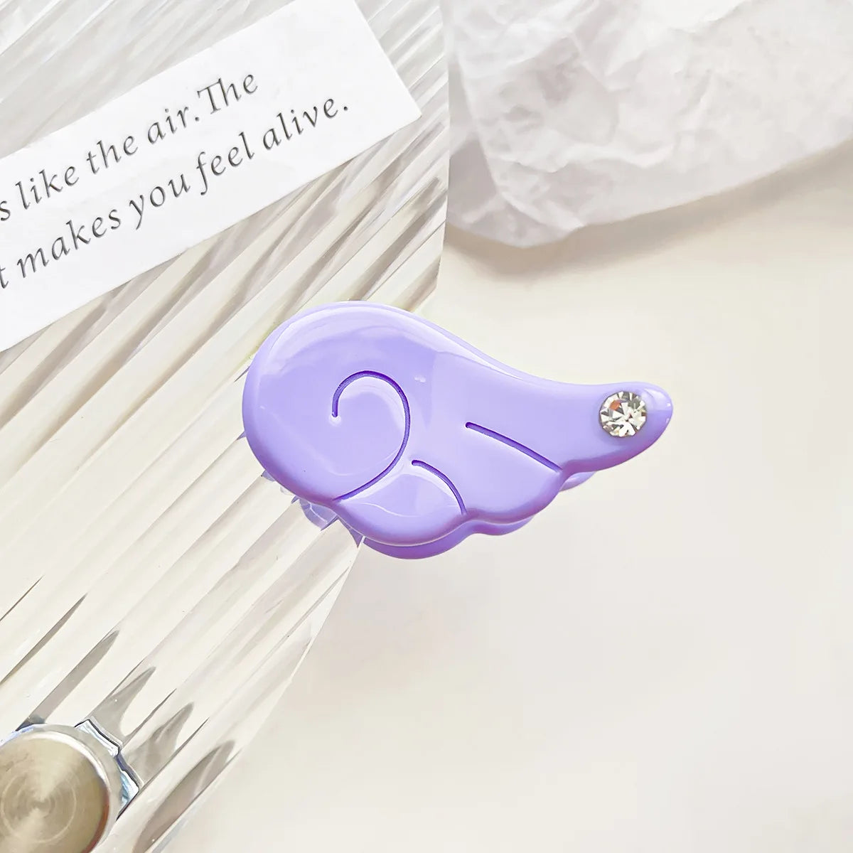 Sweet Princess Angel Wing Acetic Acid Hair Clips Kids Rhinestone Bangs Clip Cute Shark Hair Claw Headwear Exquisite Shark Clips Peaceful Pleasures Health and Wellness purple