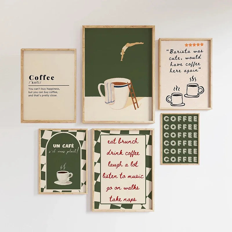 Funny Coffee Diver Canvas Wall Art | Kitchen Decor Print