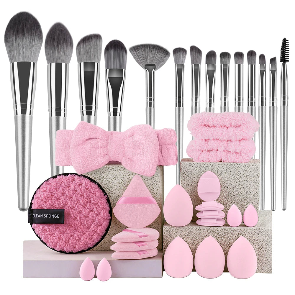 RUNTOIN 14pc & 34pc Professional Makeup Brush Set | Travel Kit