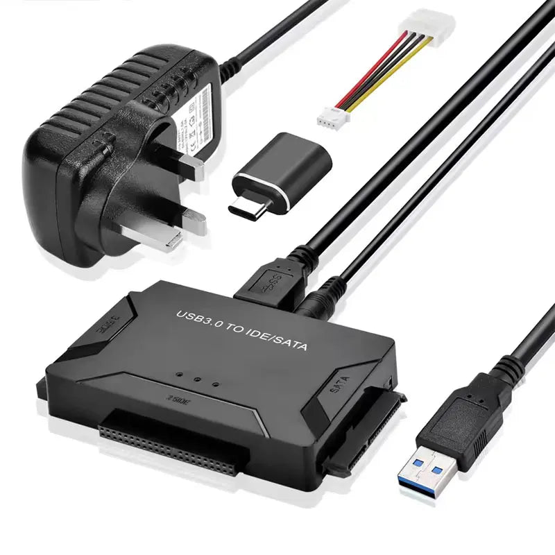 SATA/IDE to USB 3.0 Adapter Hard Drive Adapter Converter for Universal 2.5/3.5 Inch IDE SATA HDD SSD with 12V 2A Power Adapter Peaceful Pleasures Health and Wellness