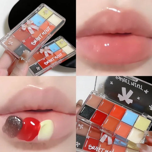 2PCS Ten-Color Tinted Lip Jelly Palette, Naturally Moisturizing, Non-Transferable, Mirror-Finish Lipstick and Lip Glaze01 # Peaceful Pleasures Health and Wellness