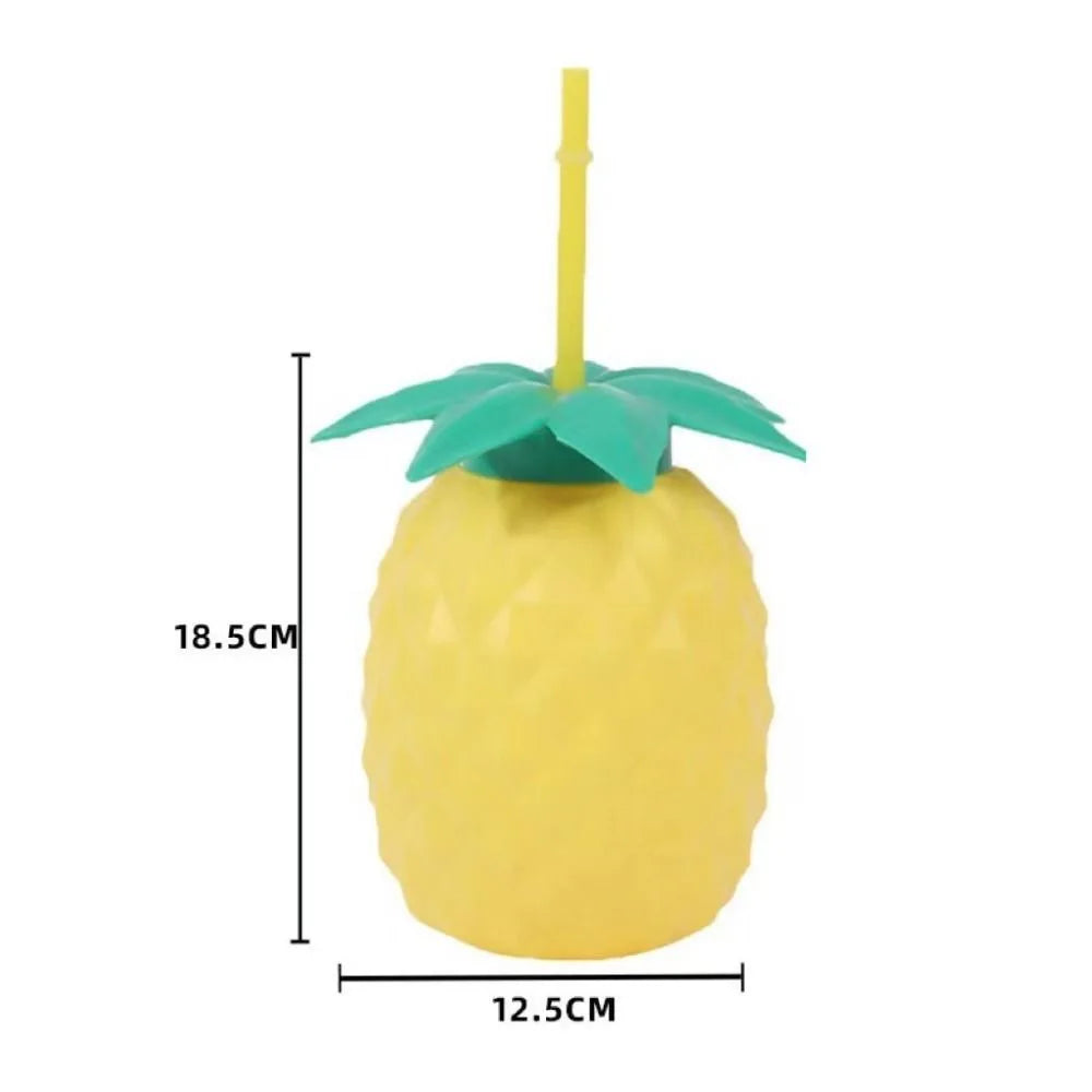 Lovely Cartoon Fruit Straw Cup Strawberry Pineapple Food Grade Plastic Drinkware Tea Milk Juice Multicolor Fruit Cup Summer Peaceful Pleasures Health and Wellness