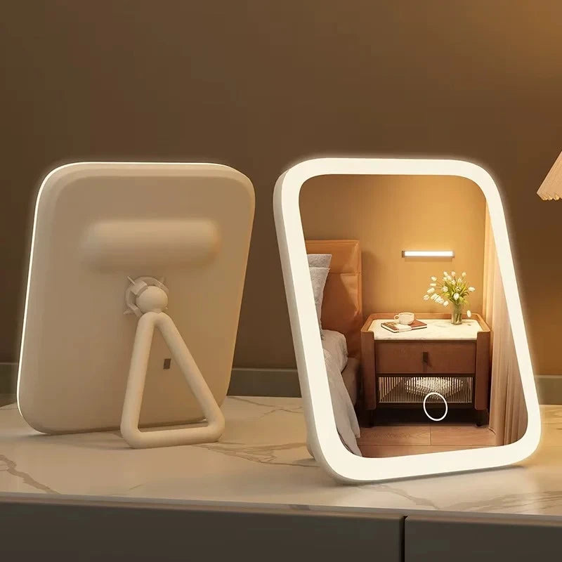 New LED Makeup Mirror Light Dormitory Ins Fill Light Desktop Dressing Mirror Charging Mirror Student Dormitory Fill Light Mirror Peaceful Pleasures Health and Wellness