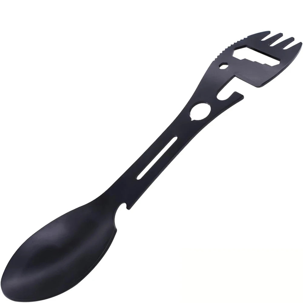 Multi-Function Fork Spoon,5-in-1 Multifunctional Spork Combo, Fork, Knife Bottle Opener, Multi Flatware for Camping, Hiking Peaceful Pleasures Health and Wellness