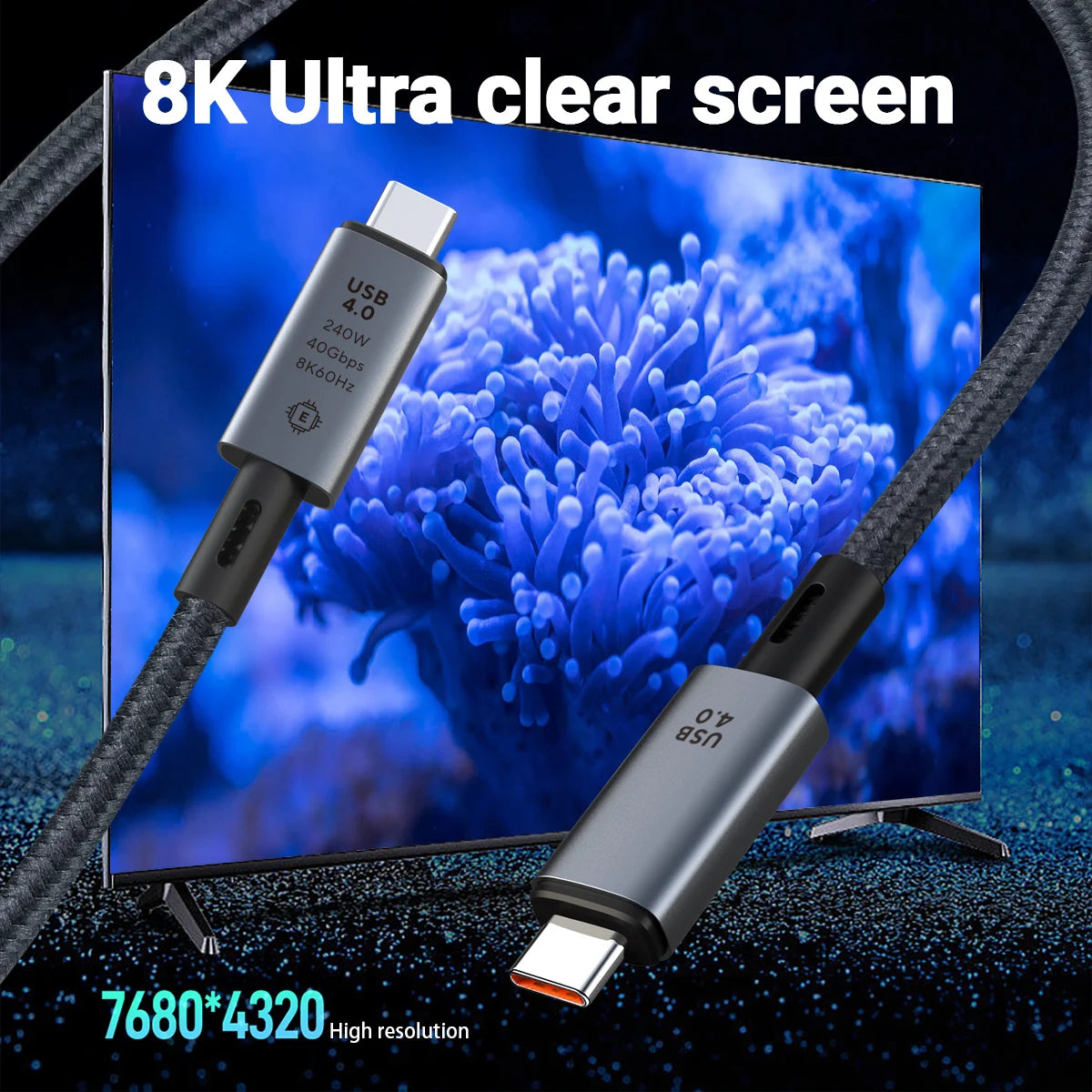 240W USB-C Cable PD 3.1 | 40Gbps 8K@60Hz Fast Charging USB-C Charging Cable Peaceful Pleasures Health and Wellness