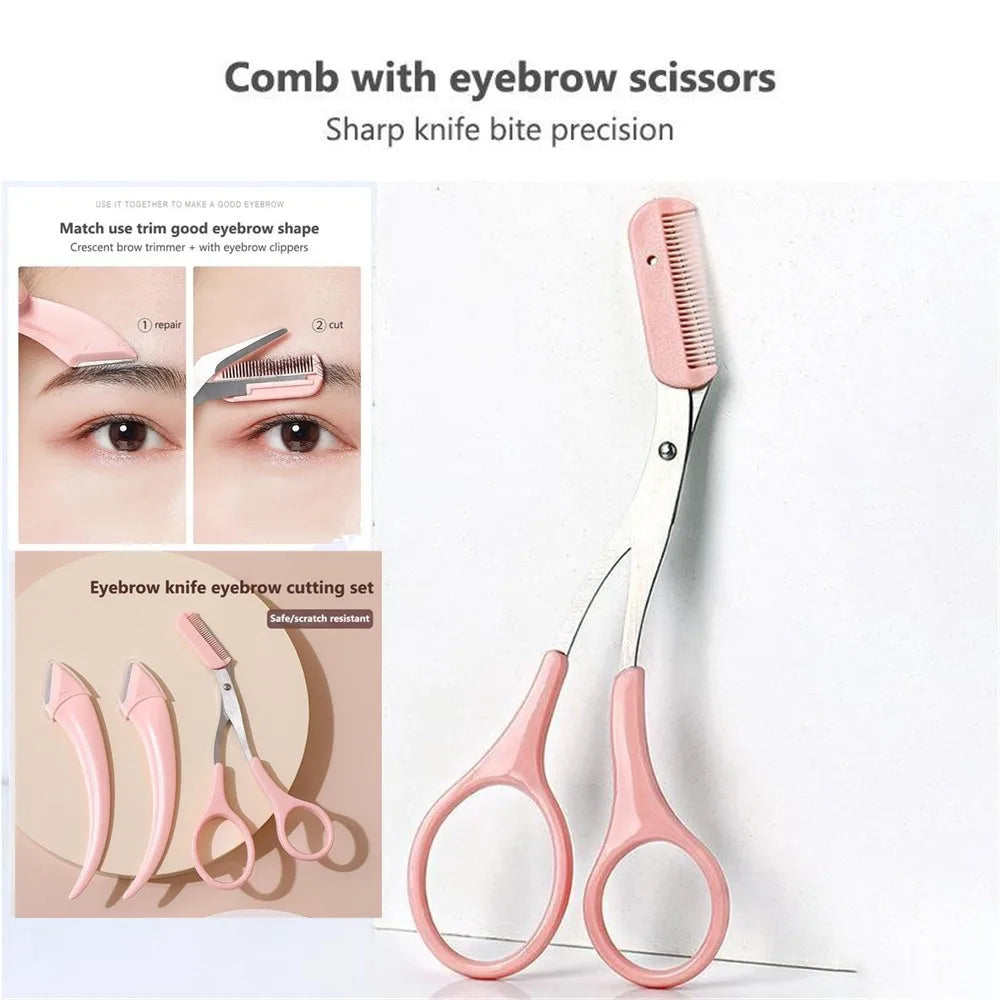 Professional Eyebrow Trimming Kit – Scissors & Razor Blades