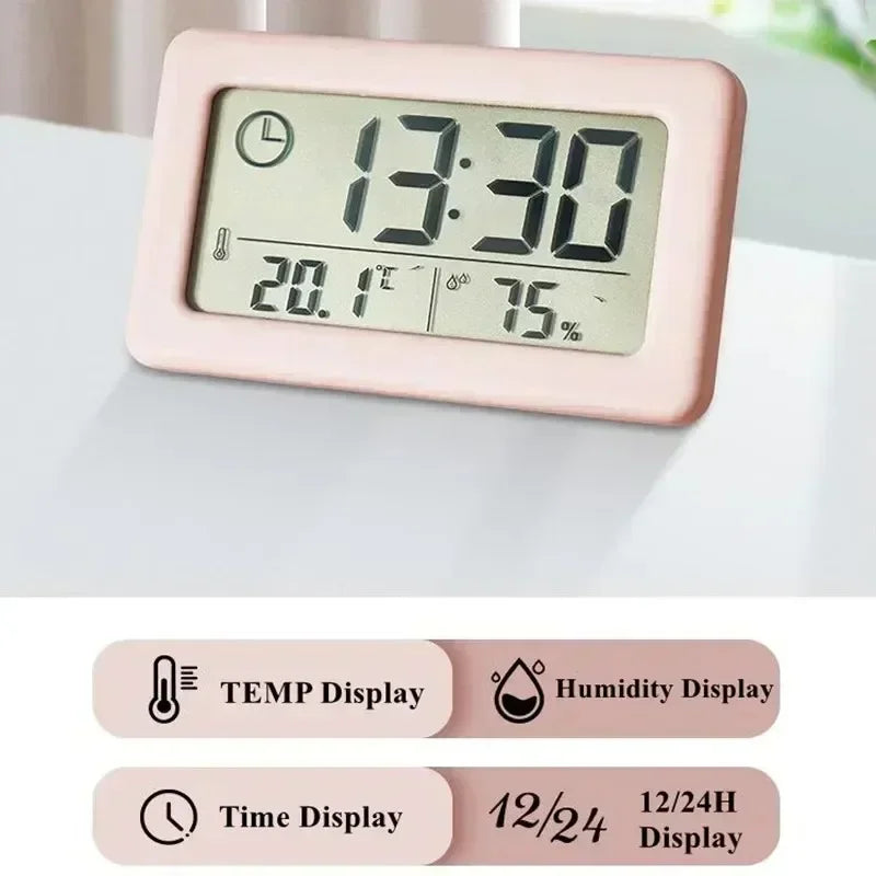Alarm Wall Clock Portable Thermometer LED Digital Watches Mini Temperature Humidity Meter Bedside Table Decoration Clocks Home Peaceful Pleasures Health and Wellness