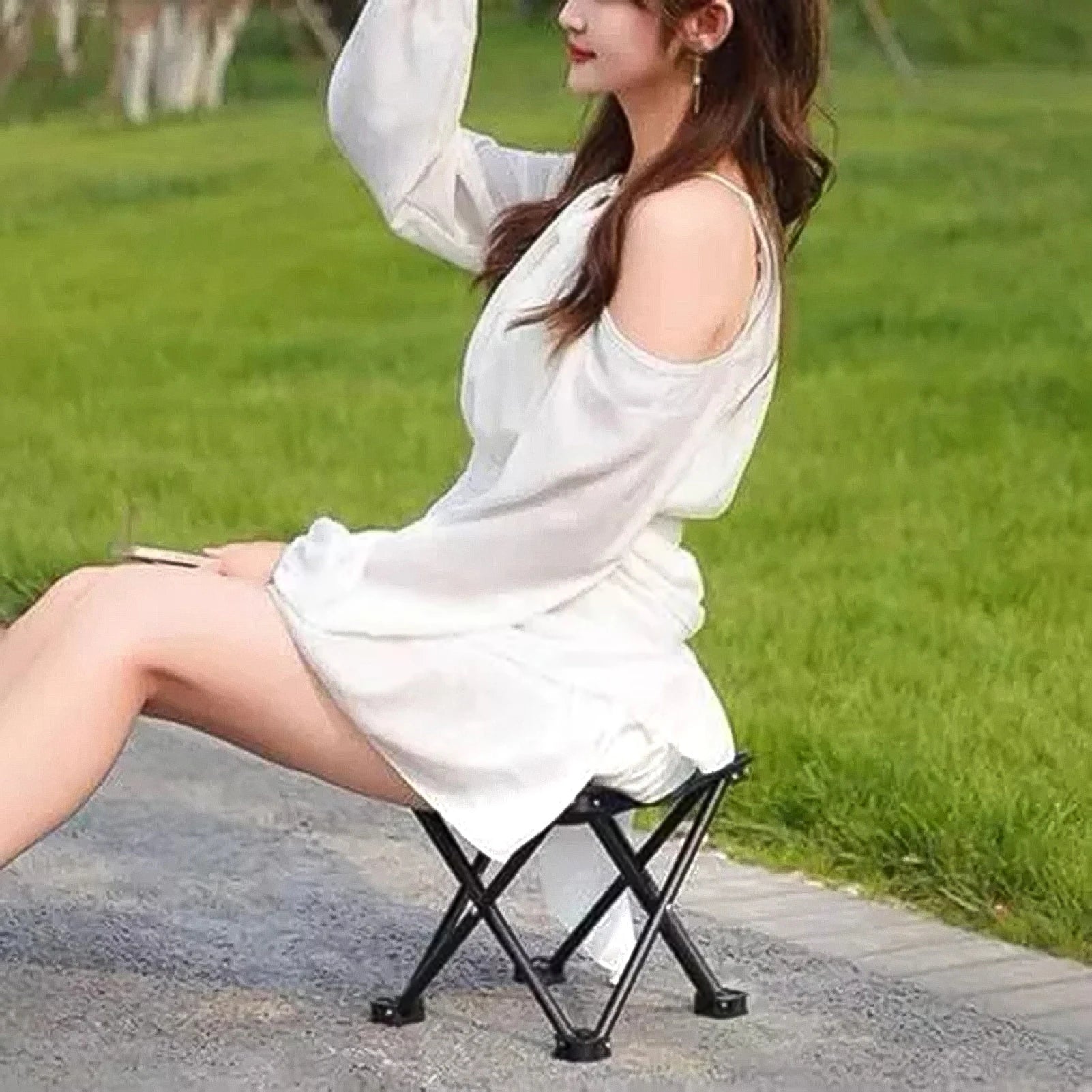 Folding Stool Mini Camping Chair Beach Chair with Convenient Carry Storage Bag Suitable for Adults and Children Peaceful Pleasures Health and Wellness