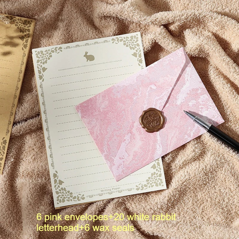 gilding Valentine's Day Envelope Letter Set Embossed Texture Handwritten Love Letter Lacquer Envelope Peaceful Pleasures Health and Wellness pink