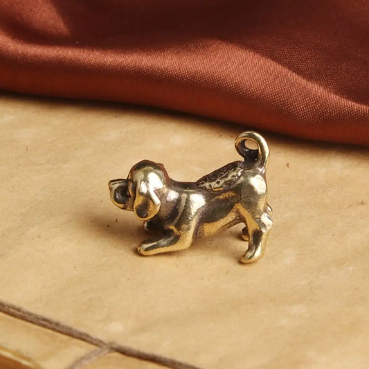 Solid Brass Zodiac Dog Figurine | Feng Shui Tea Pet Decor Brass Figurine Oasis Select