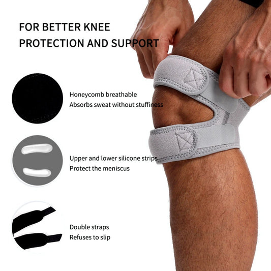 1PCS Dual Patella Knee Brace Support Strap – Adjustable Neoprene Knee Band for Arthritis, Golf, Running – Men & Women Peaceful Pleasures Health and Wellness