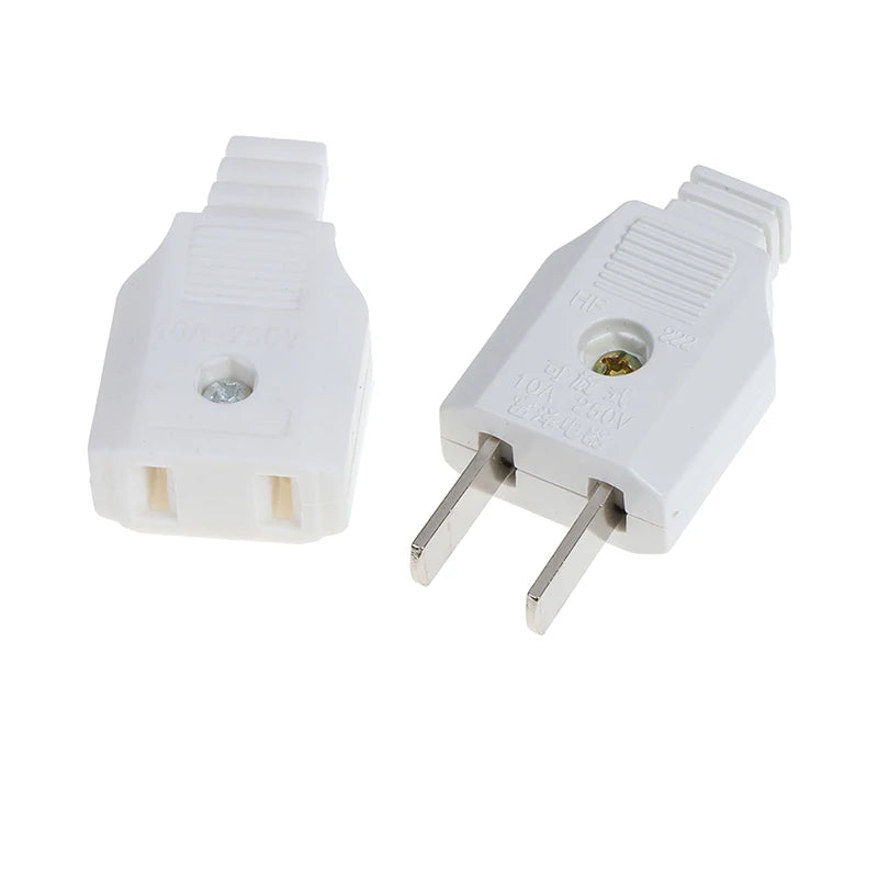 US 2 Flat Pin AC Electric Power Male Plug Female Socket Outlet Adapter Wire Plug Electrical Adapter AC Electrical Socket Outlet Peaceful Pleasures Health and Wellness