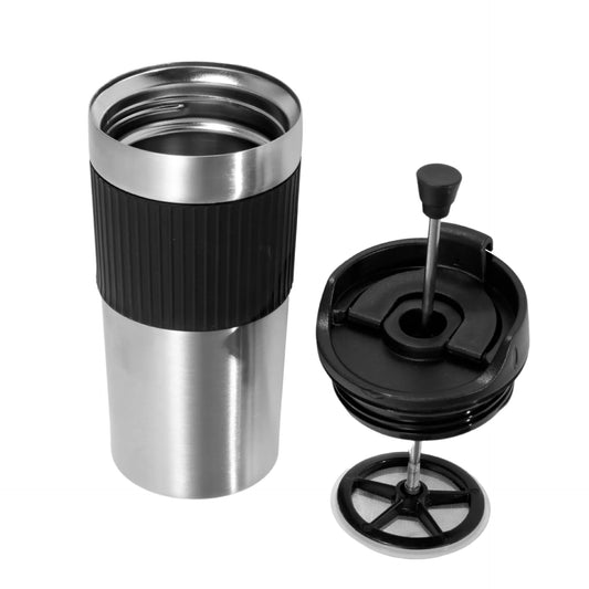 Portable French Press Bottle Stainless Steel Thermos Coffee Maker Cups for Travel Outdoor Aeropress Mug for Cold Brew Cafe Maker Peaceful Pleasures Health and Wellness