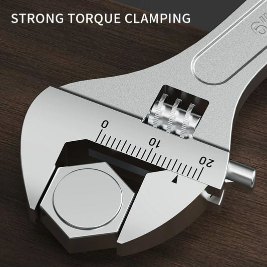 Adjustable Wrench Large Openin Long Handle Universal Spanner Clamp Wrench Carbon Steel Mechanical Workshop Hand Repair Tools Peaceful Pleasures Health and Wellness