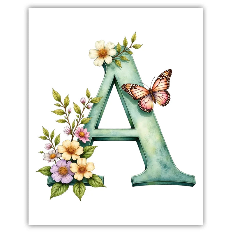 Custom Name Nursery Canvas Wall Art – Animals & Wildflowers