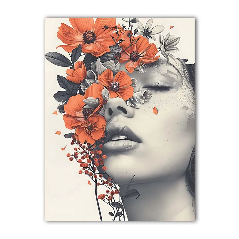 Nordic Canvas Wall Art – Woman & Flowers Vintage Poster Print Canvas Wall Art Peaceful Pleasures Health and Wellness 06 15x20cm No Frame China Mainland