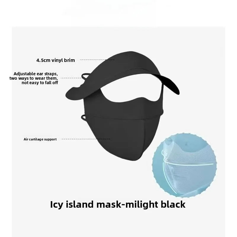 Summer UV protection Polyester Ice Silk Mask Portable Sunshade Breathable Sunscreen Mask Outdoor With Brim Sun Protection Hats Peaceful Pleasures Health and Wellness black