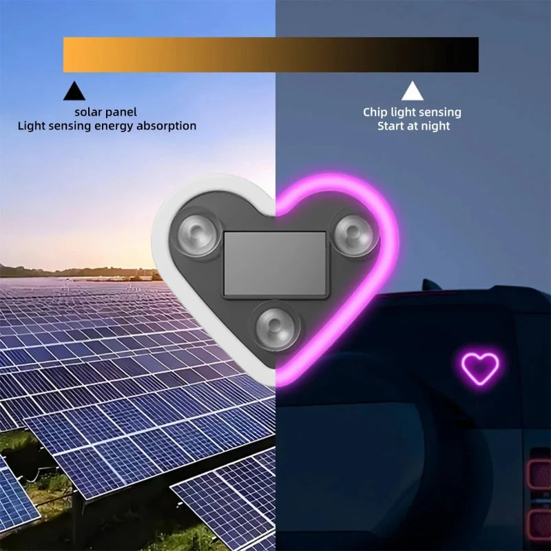 1/4pcs Car solar LED triangular window love light atmosphere light car interior decoration motorcycle cool decoration neon light Peaceful Pleasures Health and Wellness