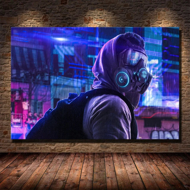 Canvas Art Painting Future Sci-Fi Punk Style Artwork Night City Street Scenery Poster Technology Wall Picture Home Decoration Peaceful Pleasures Health and Wellness 15 40x60cm Unframed