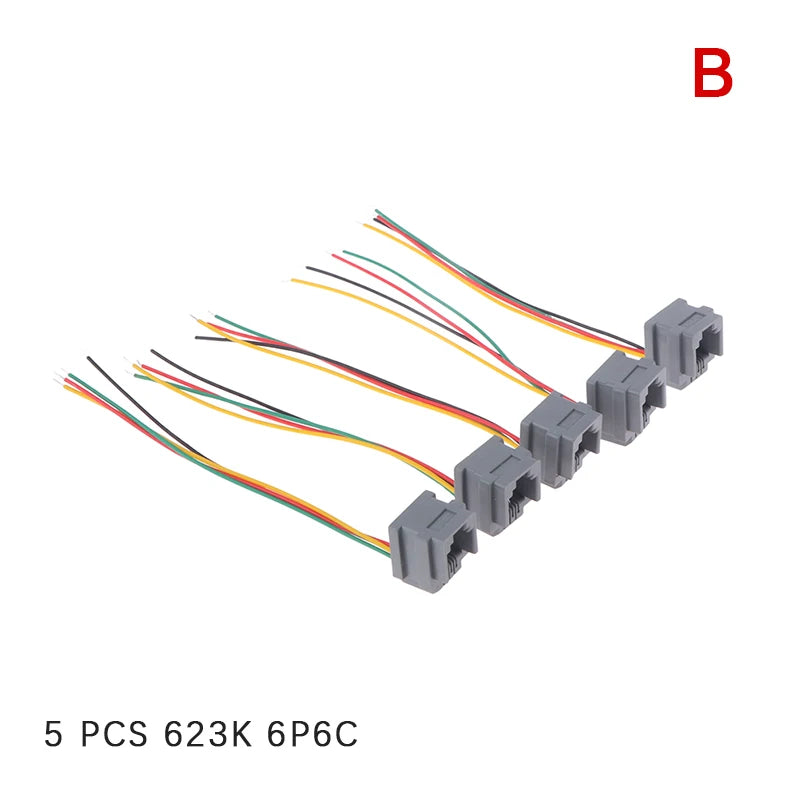 RJ11 RJ12 RJ45 Female Socket Wall Plate 15cm Cable – 5 Pack