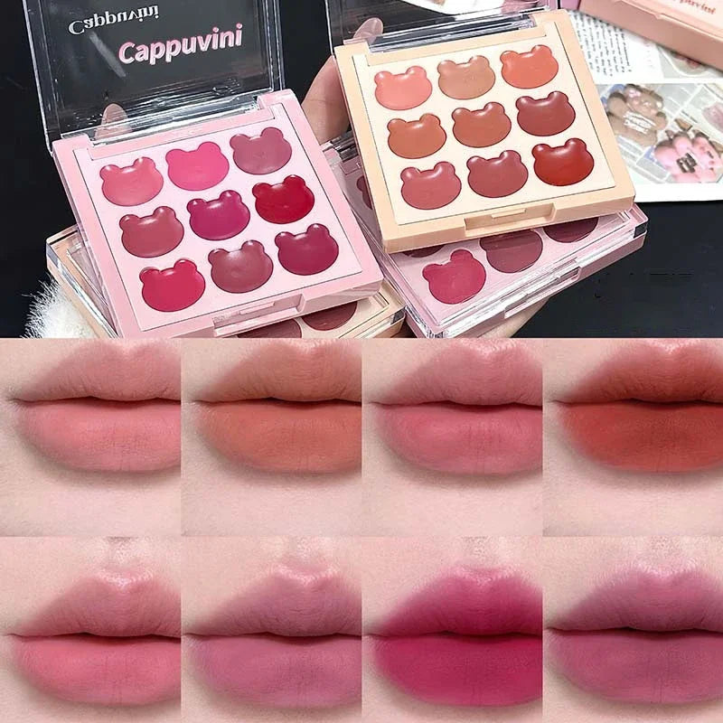 9-Color Velvet Matte Lip Mud Set | Lipstick & Cheek Tint