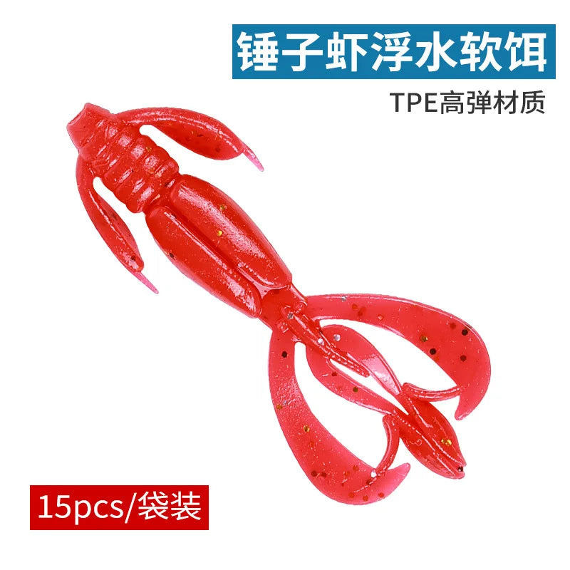 15-Pack Soft Silicone Fishing Lures 4/6cm TPE Minnow Worm Baits