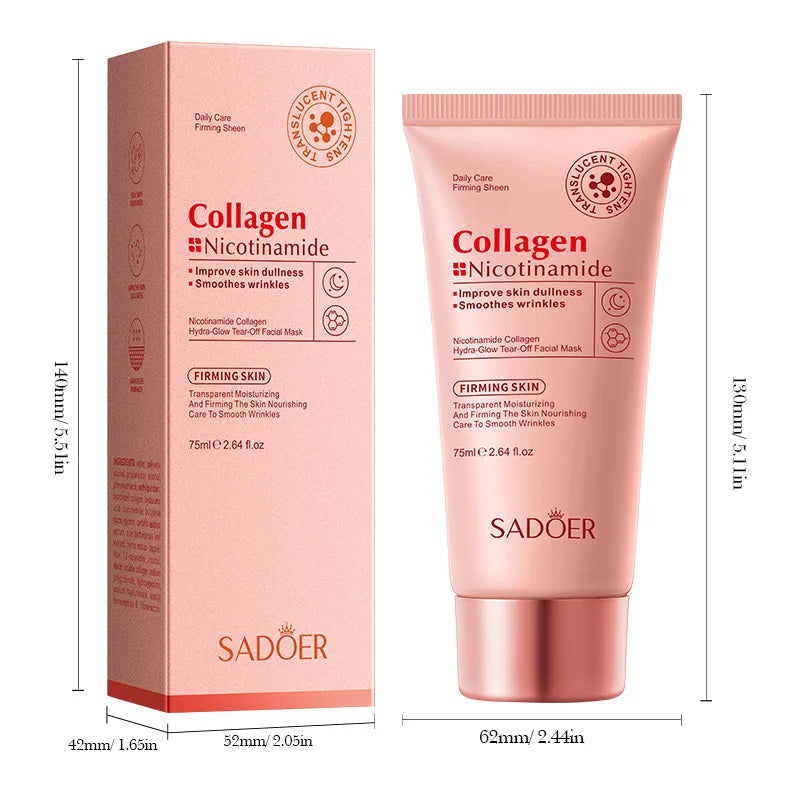 SADOER Niacinamide Collagen Deeply Hydrating Wrapping Peel Off Facial Mask Exfoliating Rejuvenating Smoothing Skin Care Mask Peaceful Pleasures Health and Wellness