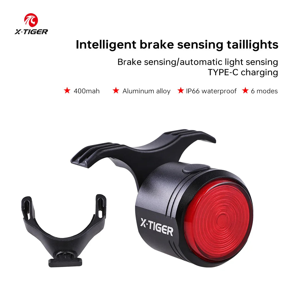 X-TIGER Smart Brake Sensing Bike Tail Light | IPX6 LED USB-C