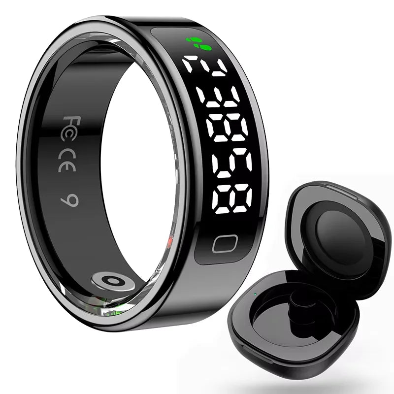 2026 R11C Smart Ring Men Women LED Display Screen Health Ring Heart Rate Sleep Monitor Waterproof Smartring for Android IOS Peaceful Pleasures Health and Wellness Gun Color 11