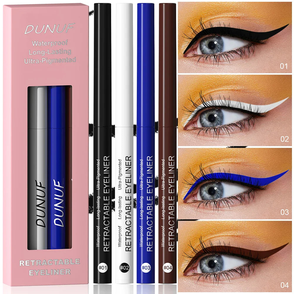 DUNUF 4-Pc Waterproof Eyeliner Pencil Set – Smudge-Proof