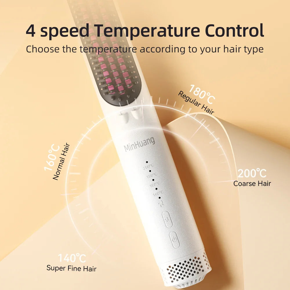 URGGU Ionic Hair Straightening Brush – Anti-Scald, 4 Heat Settings
