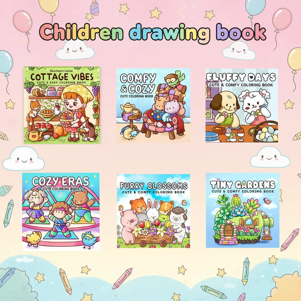 40 Pages Cute European America Coloring Book Kids Drawing Christmas