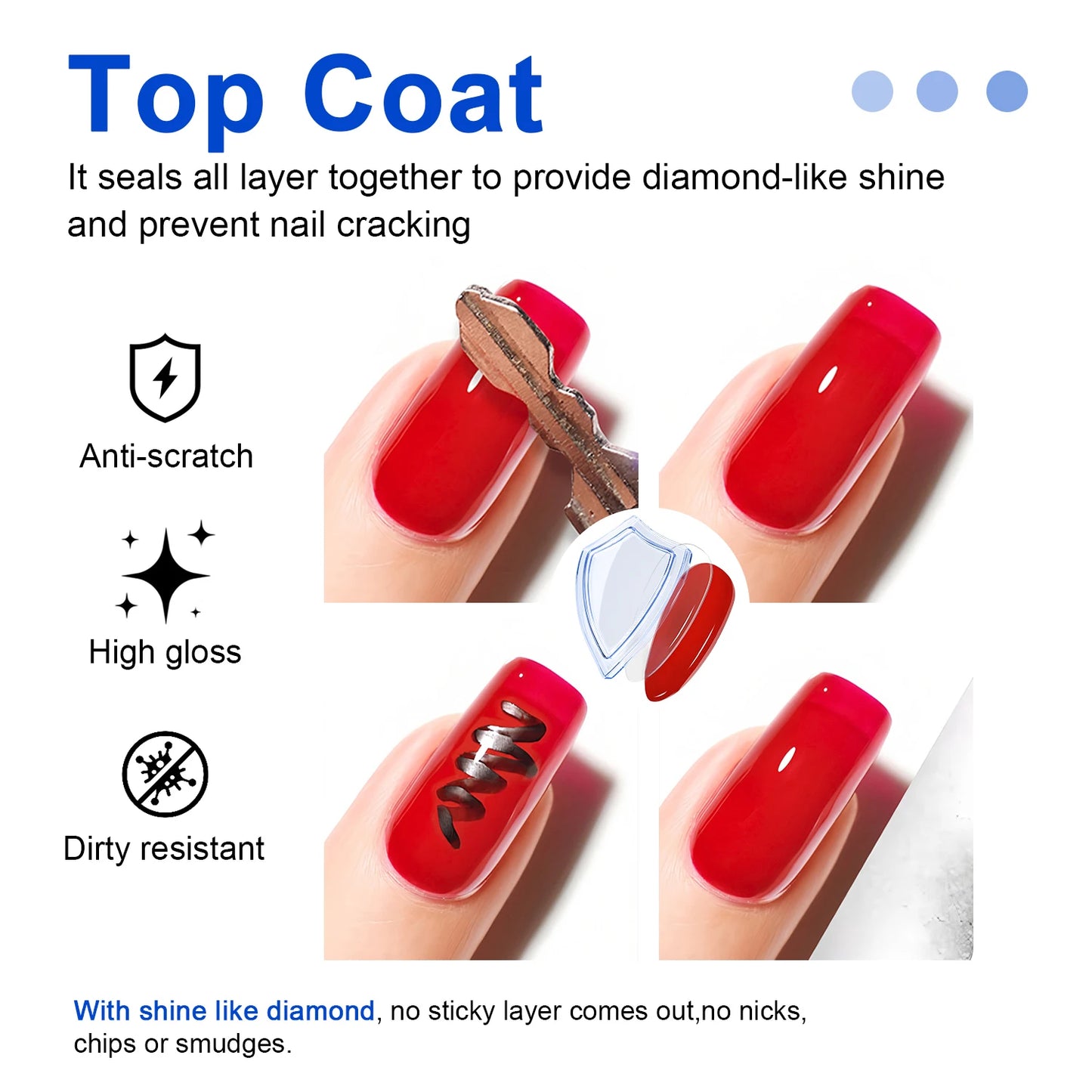TWOING 15ml New Super Shine Top Coat Gel Nail Polish Diamond Topcoat No Wipe Sealer Gel Finish Manicure Nail Art Salon Quality Peaceful Pleasures Health and Wellness