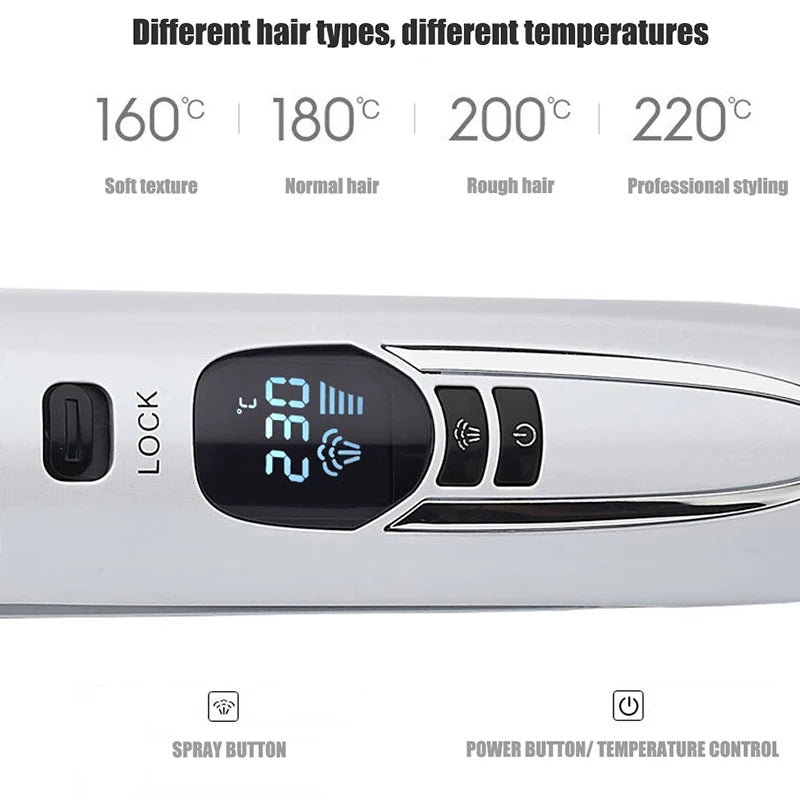 Electric Ceramic Negative Ion Steam Hair Straightener Comb Brush with LCD Display for Hotel & Household Use Peaceful Pleasures Health and Wellness