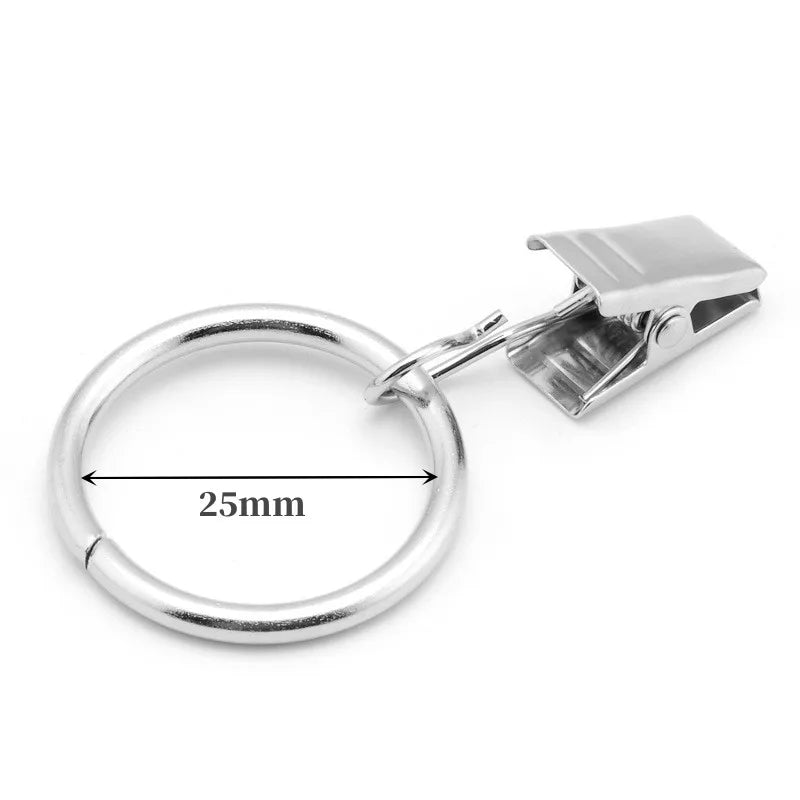 10-Pack Rustproof Metal Curtain Ring Clips & Split Hooks